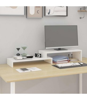vidaXL Monitor Stand White (52-101)x22x14 cm Solid Wood Pine