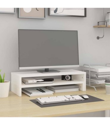vidaXL Monitor Stand White (52-101)x22x14 cm Solid Wood Pine