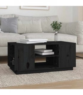 vidaXL Coffee Table Black 90x49x40.5 cm Solid Wood Pine