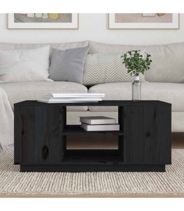 vidaXL Coffee Table Black 90x49x40.5 cm Solid Wood Pine