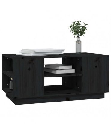 vidaXL Coffee Table Black 90x49x40.5 cm Solid Wood Pine