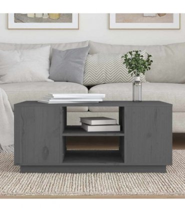 vidaXL Coffee Table Grey 90x49x40.5 cm Solid Wood Pine