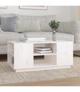 vidaXL Coffee Table White 90x49x40.5 cm Solid Wood Pine