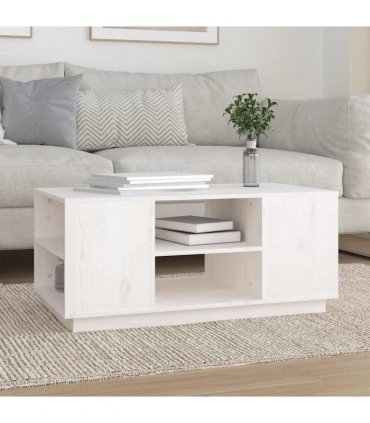 vidaXL Coffee Table White 90x49x40.5 cm Solid Wood Pine