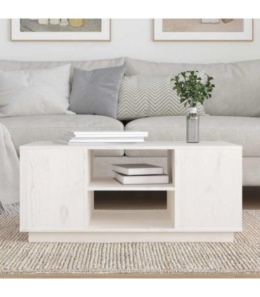 vidaXL Coffee Table White 90x49x40.5 cm Solid Wood Pine