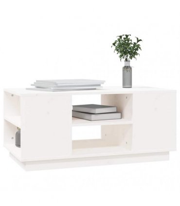 vidaXL Coffee Table White 90x49x40.5 cm Solid Wood Pine