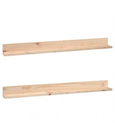 vidaXL Wall Shelves 2 pcs 110x11x9 cm Solid Wood Pine — Colour: natural, Size: 110 x 11 x 9 cm