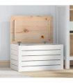 vidaXL Storage Box White 59.5x36.5x33 cm Solid Wood Pine