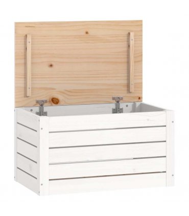 vidaXL Storage Box White 59.5x36.5x33 cm Solid Wood Pine