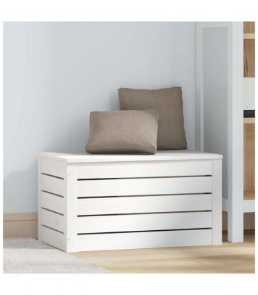 vidaXL Storage Box White 59.5x36.5x33 cm Solid Wood Pine