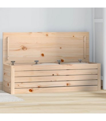 vidaXL Storage Box 109x36.5x33 cm Solid Wood Pine — Colour: Natural
