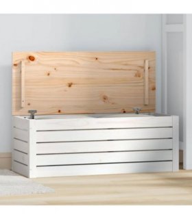 vidaXL Storage Box White 89x36.5x33 cm Solid Wood Pine