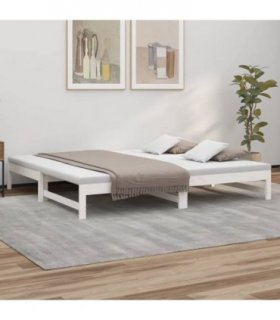vidaXL Day Bed | White | Solid pine wood | 2x | Expandable | Day Bed — Size: 205.5 x 198 x 30 cm