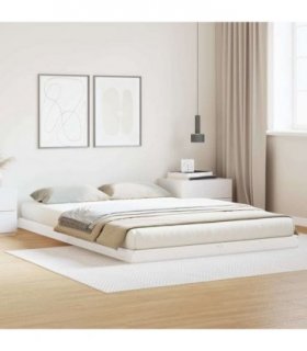 vidaXL Floor Bed Frame White 160 x 220 cm Solid Pine Wood