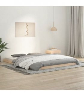 vidaXL Bed Frame | Natural pine | Solid pine wood and plywood | Standard Double — Size: 160 x 200 cm