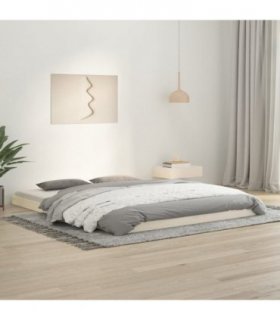 vidaXL Bed Frame | White | Solid Pine Wood, Plywood Slats | Double — Size: 160 x 200 cm