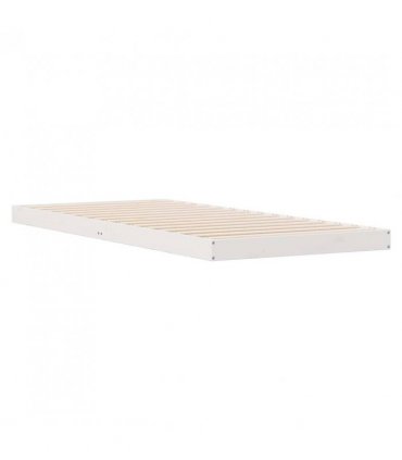 vidaXL Floor Bed Frame White 100 x 210 cm Solid Pine Wood