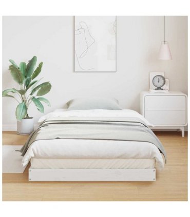 vidaXL Floor Bed Frame White 90 x 220 cm Solid Pine Wood