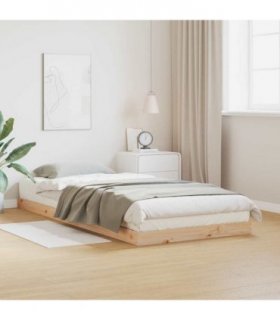 vidaXL Floor Bed Frame Natural 100 x 220 cm Solid Pine Wood