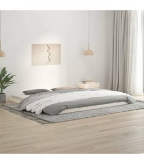 vidaXL Bed Frame | White | Solid pine wood, Plywood | Double | Durable — Size: 200 x 200 cm
