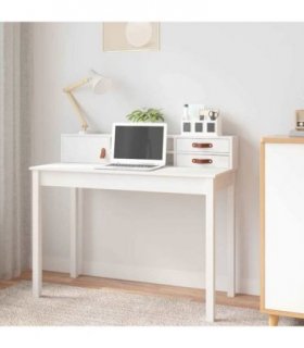 vidaXL Desk White 110x50x93 cm Solid Wood Pine