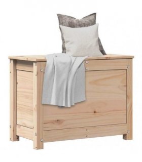 vidaXL Storage Box 60x32x45.5 cm Solid Wood Pine — Colour: natural, Size: 60 x 32 x 45.5 cm