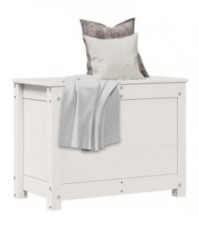 vidaXL Storage Box White 60x32x45.5 cm Solid Wood Pine — Size: 60 x 32 x 45.5 cm