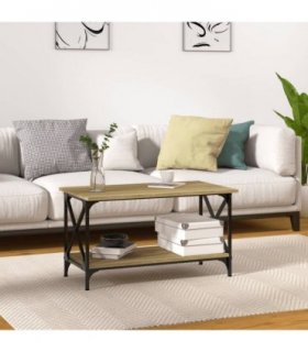 vidaXL Coffee Table Sonoma Oak 80x45x45 cm Engineered Wood and Iron