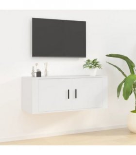 vidaXL Wall Mounted TV Cabinet White 100x34.5x40 cm — Size: 100 x 34.5 x 40 cm