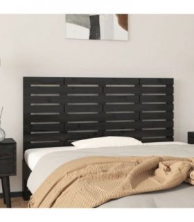 vidaXL Wall Headboard Black 146x3x63 cm Solid Wood Pine — Size: 146 x 63 cm