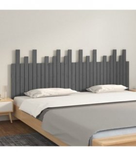 vidaXL Wall Headboard Grey 204x3x80 cm Solid Wood Pine — Size: 204 x 80 cm
