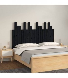vidaXL Wall Headboard Black 127.5x3x80 cm Solid Wood Pine — Size: 127.5 x 80 cm