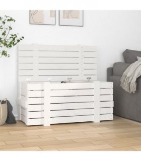 vidaXL Storage Box White 91x40.5x42 cm Solid Wood Pine — Size: 91 x 40.5 x 42 cm