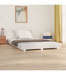 vidaXL Bed Frame without Mattress White 135x190 cm Double Solid Wood Pine — Size: 135 x 190 cm — V0672037261