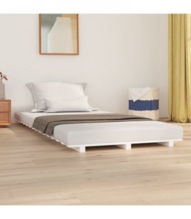 vidaXL Bed Frame without Mattress White 90x190 cm Single Solid Wood Pine — Size: 90 x 190 cm — V0672037284