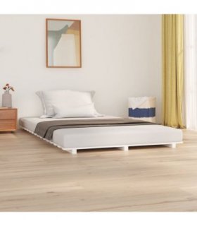 vidaXL Bed Frame without Mattress White 120x190 cm Small Double Solid Wood Pine — Size: 120 x 190 cm — V0672037286