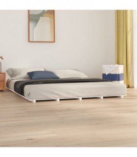 vidaXL Bed Frame without Mattress White 180x200 cm Super King Solid Wood Pine — Size: 180 x 200 cm — V0672037291