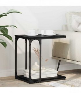 vidaXL Side Table with Shelf Black Oak 50 x 35 x 52 cm Engineered Wood