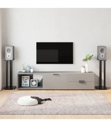 vidaXL Speaker Stands 2 pcs Black Tempered Glass 3 Pillars Design