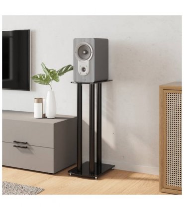 vidaXL Speaker Stands 2 pcs Black Tempered Glass 3 Pillars Design