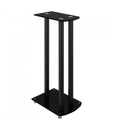 vidaXL Speaker Stands 2 pcs Black Tempered Glass 3 Pillars Design