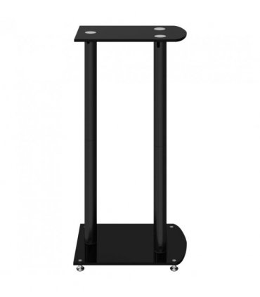 vidaXL Speaker Stands 2 pcs Black Tempered Glass 3 Pillars Design