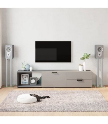 vidaXL Speaker Stands 2 pcs Silver Tempered Glass 3 Pillars Design
