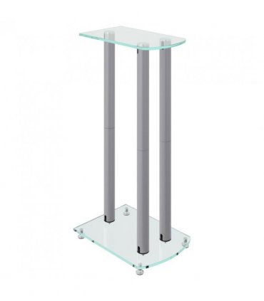 vidaXL Speaker Stands 2 pcs Silver Tempered Glass 3 Pillars Design