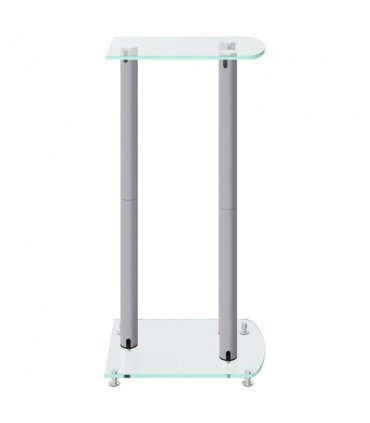 vidaXL Speaker Stands 2 pcs Silver Tempered Glass 3 Pillars Design
