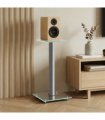 vidaXL Speaker Stands 2 pcs Silver Tempered Glass 1 Pillar Design