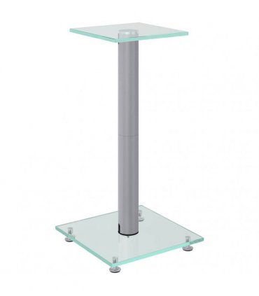 vidaXL Speaker Stands 2 pcs Silver Tempered Glass 1 Pillar Design