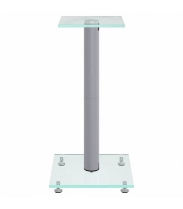 vidaXL Speaker Stands 2 pcs Silver Tempered Glass 1 Pillar Design