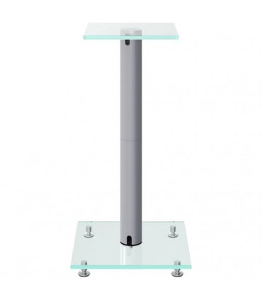 vidaXL Speaker Stands 2 pcs Silver Tempered Glass 1 Pillar Design