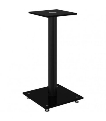 vidaXL Speaker Stands 2 pcs Black Tempered Glass 1 Pillar Design